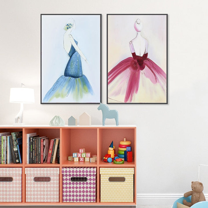 Watercolor Beautiful Dress - Canvas Wall Art Painting