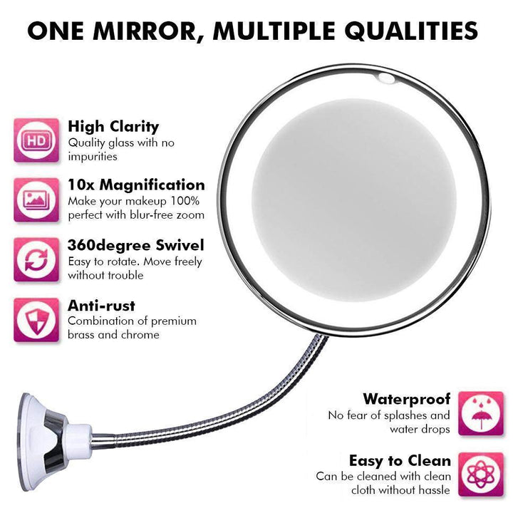 10x Zoom LED Makeup Mirror