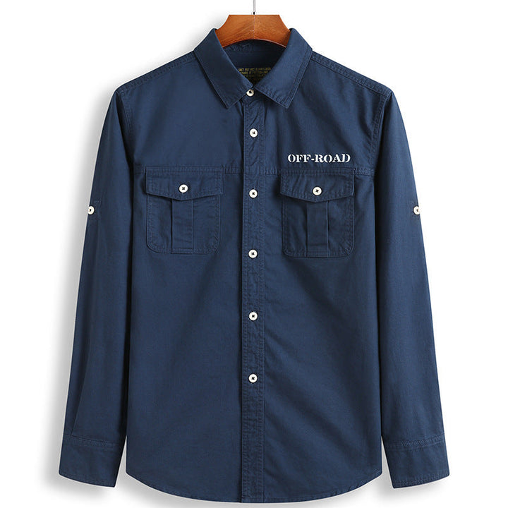 Men's Nan Safari outdoor shirt with reinforced flap pockets, roll-up sleeves, and durable cotton blend Mune Fashion