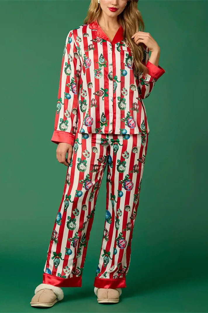 Festive Striped Pajama Set