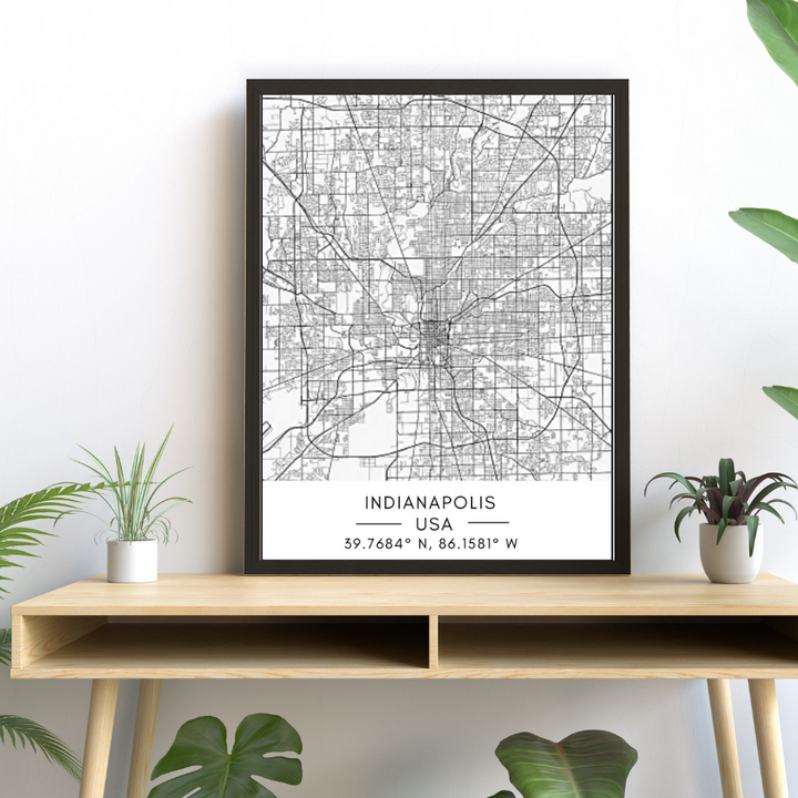 Indianapolis City Map - Canvas Wall Art Painting