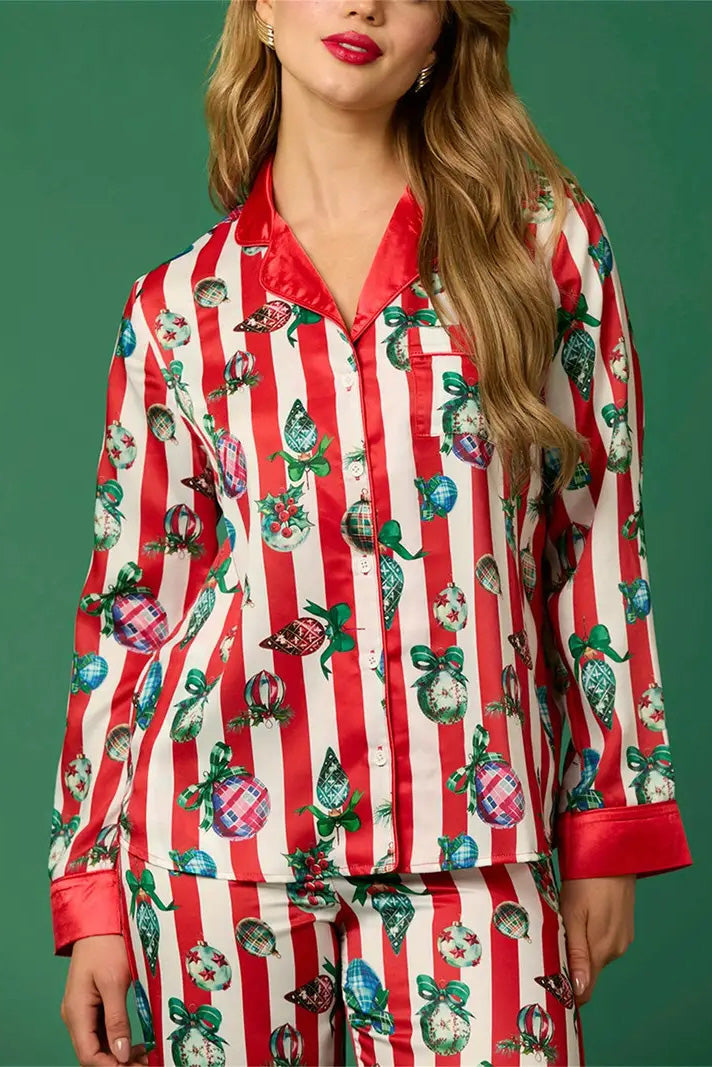 Festive Striped Pajama Set
