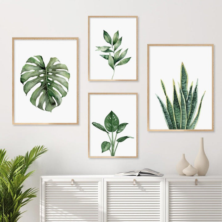 Green Leaf Tropical Botanical Watercolor Posters