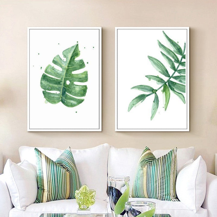 Tropical Green Leaves Plants - Canvas Wall Art Painting