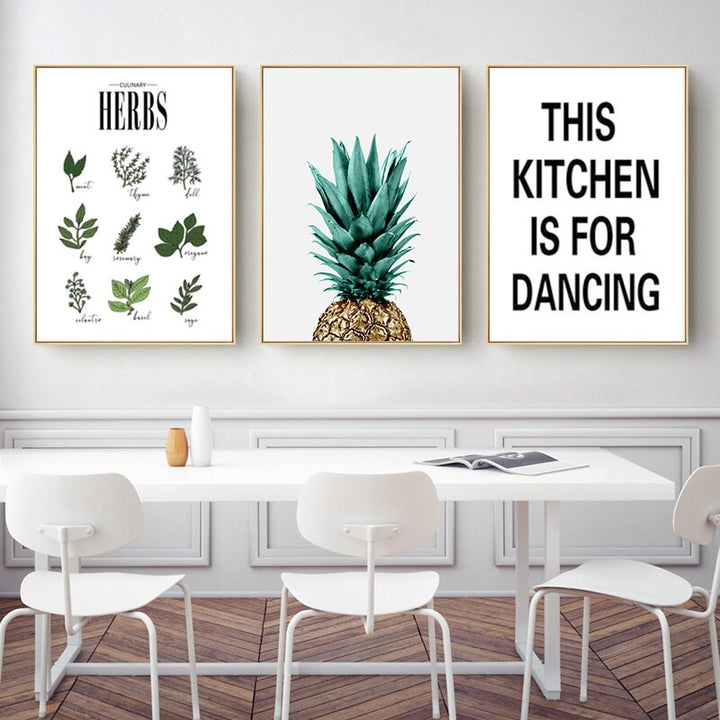 Herbs Poster Botanical Kitchen - Canvas Wall Art Painting