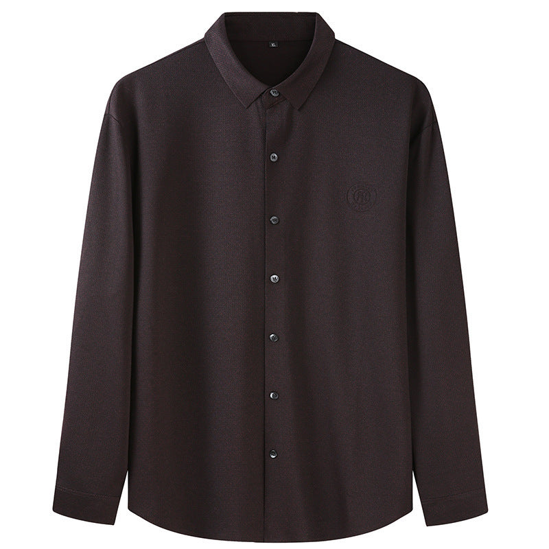 Men's Elegant Long Sleeve Shirt with Fine Texture and Classic Button Placket Mune Fashion