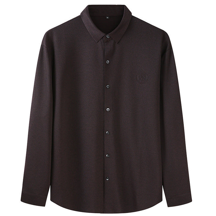 Men's Elegant Long Sleeve Shirt with Fine Texture and Classic Button Placket Mune Fashion