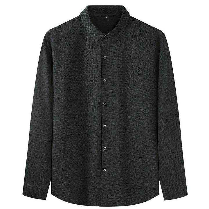 Men's Elegant Long Sleeve Shirt with Fine Texture and Classic Button Placket Mune Fashion