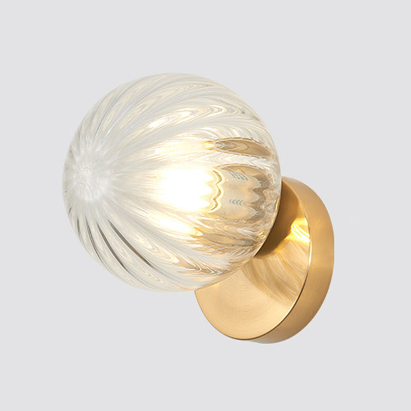 Modern Simplicity Wall Sconce 1 Light Metal Wall Lamp with Glass Ball Shade