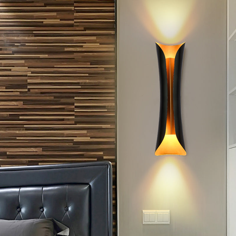 Modern Curl Sconce Light 13"/21"/30" Height 2 Lights Metallic Indoor Wall Lighting in Black