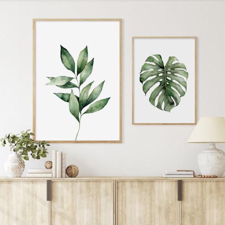 Green Leaf Tropical Botanical Watercolor Posters