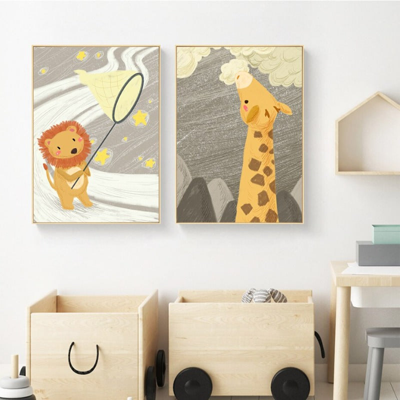 Cartoon Animals Nursery - Canvas Wall Art Painting
