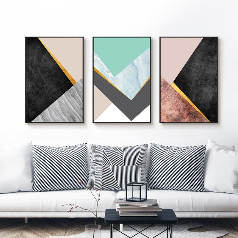 Geometric Fashion Triangles - Canvas Wall Art Painting