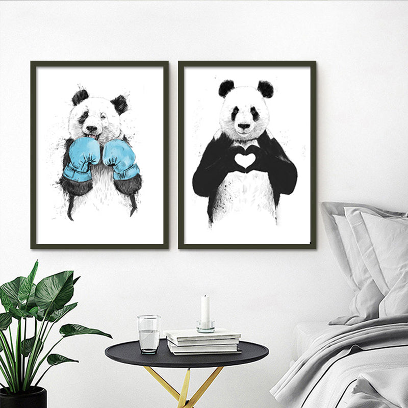 Funny Boxing Panda Animal Banksy - Canvas Wall Art Painting