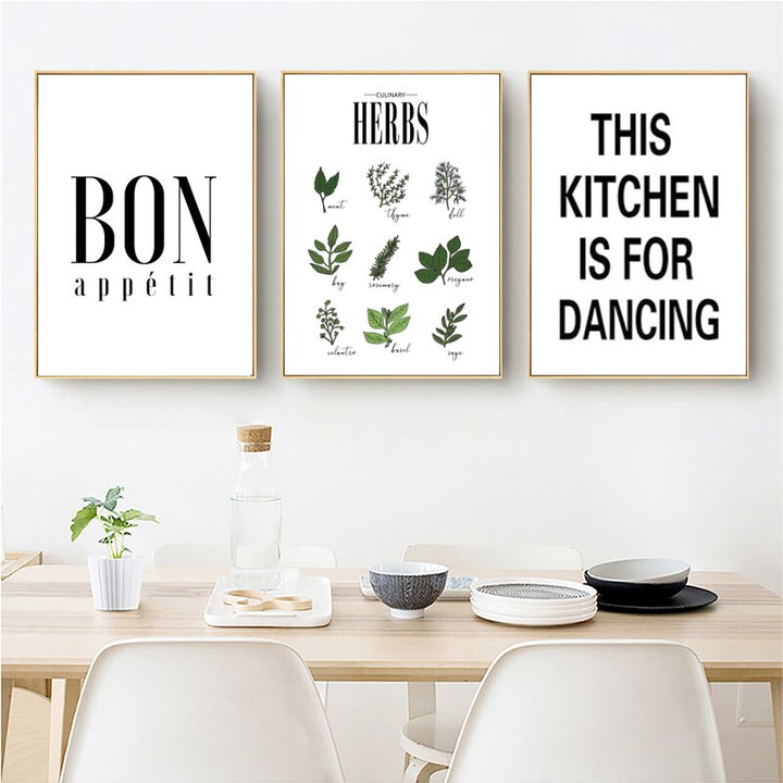 Herbs Poster Botanical Kitchen - Canvas Wall Art Painting