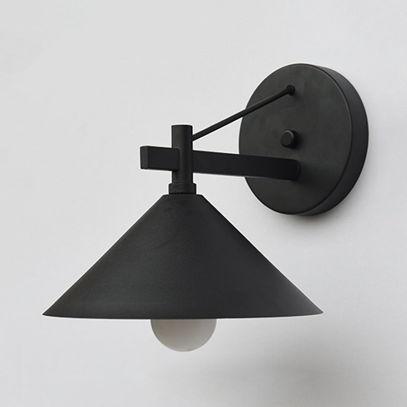 Metal Cone Wall Hanging Light Vintage 1 Light Outdoor Sconce Lighting Fixture in Black/Antique Brass/Aged Silver