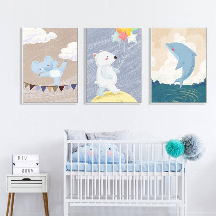 Cartoon Animals Nursery - Canvas Wall Art Painting