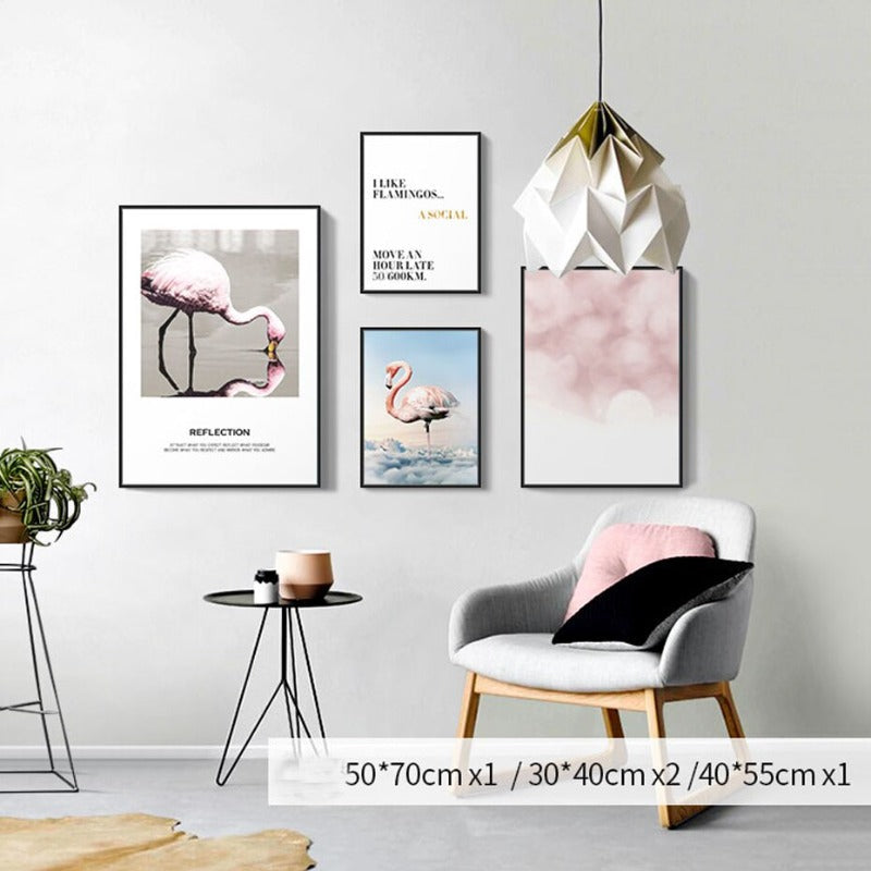 Flamingo In Landscape - Canvas Wall Art Painting