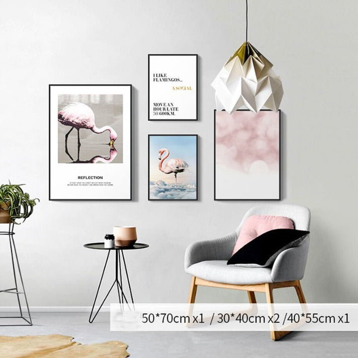 Flamingo In Landscape - Canvas Wall Art Painting