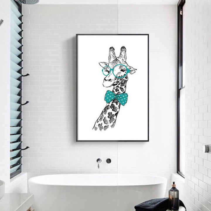 Minimalist Animals Giraffe Tie Nordic Poster - Canvas Wall Art Painting