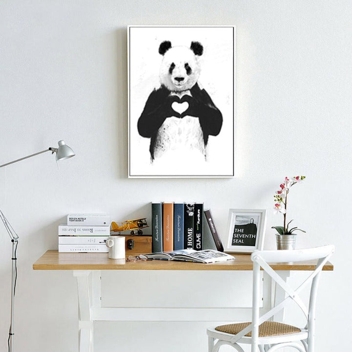 Funny Boxing Panda Animal Banksy - Canvas Wall Art Painting