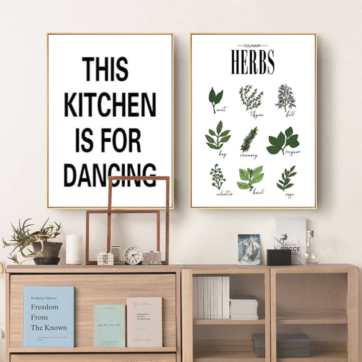 Herbs Poster Botanical Kitchen - Canvas Wall Art Painting