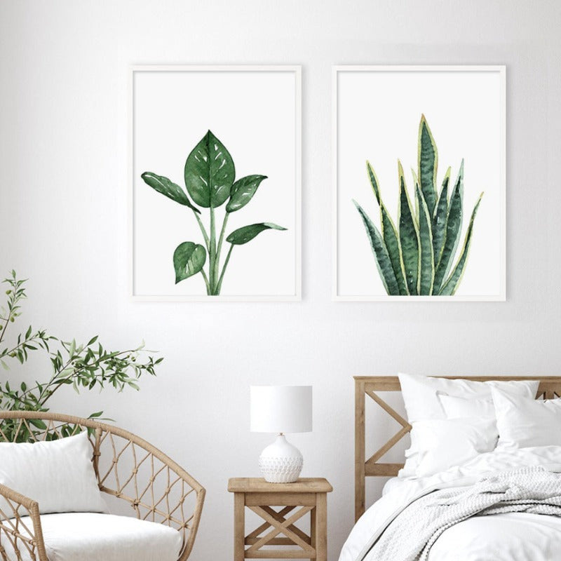 Green Leaf Tropical Botanical Watercolor Posters