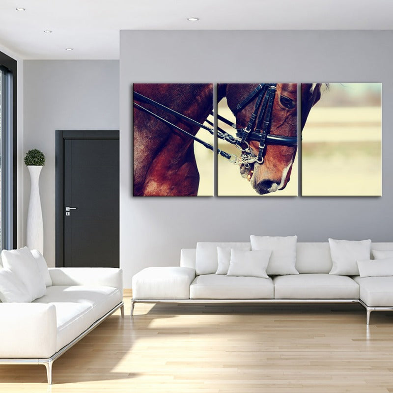 Graceful Haltered Horse-Canvas Wall Art Painting 3 Pieces