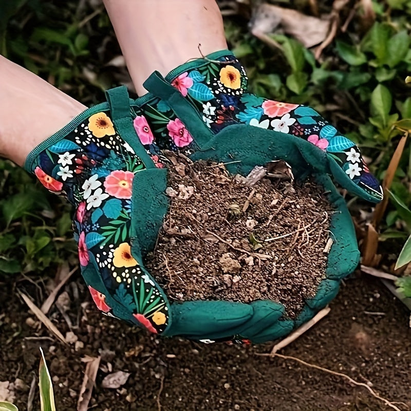 Breathable Garden Gloves with Floral Pattern