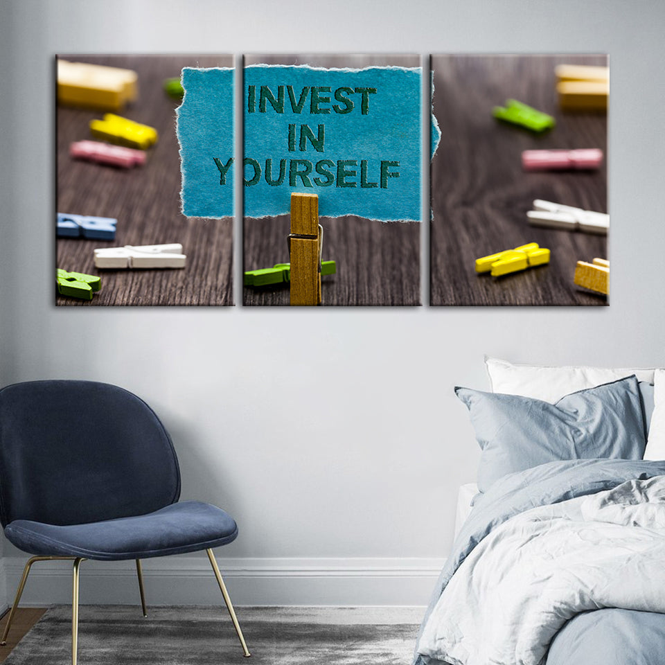 Invest In Yourself 3 Piece - Canvas Wall Art Painting