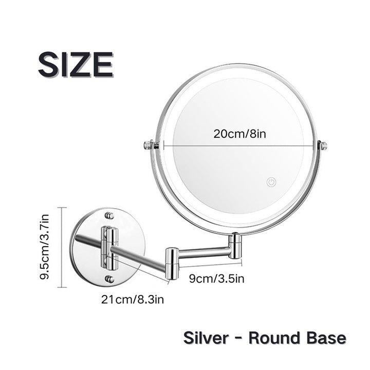 Rechargeable Wall Mounted Shaving Mirror | 360° Rotation. 1X/10X Magnification & Adjustable LED Lighting for Bathroom Use