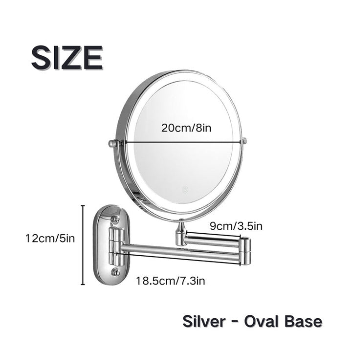 Rechargeable Wall Mounted Shaving Mirror | 360° Rotation. 1X/10X Magnification & Adjustable LED Lighting for Bathroom Use