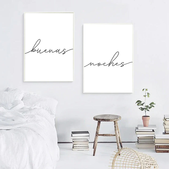 Buenas Noches Good Night Spanish Quotes Post Simple Black White Quotations Wall Art Fine Art Canvas Prints Minimalist Nordic Pictures For Bedroom
