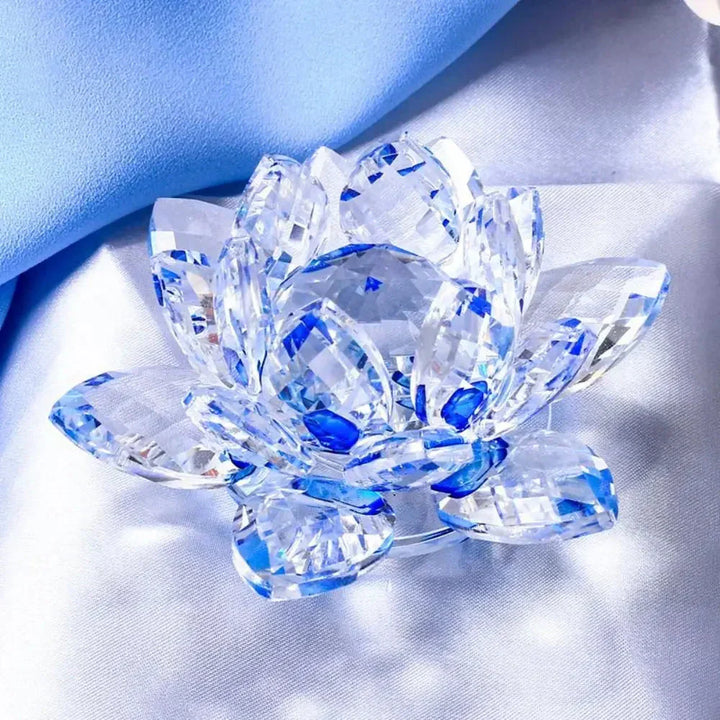 Crystal Lotus Flower Figurine Home Wedding Decoration Glass Art Collection Paperweight Office Table Ornaments Souvenir Gifts