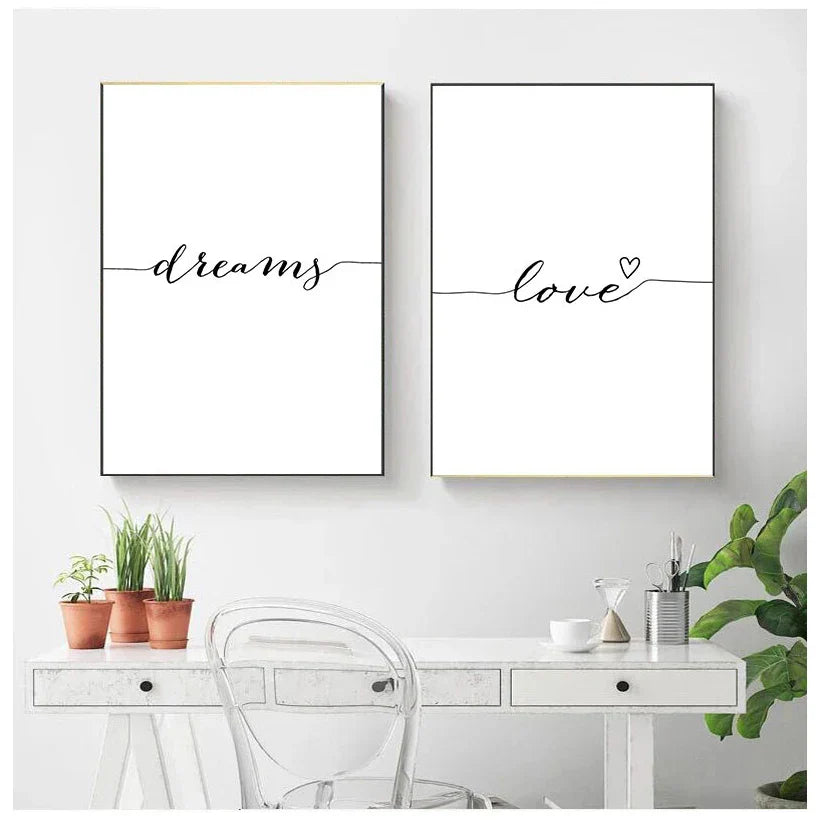 Daily Inspiration Words Wall Art Fine Art Canvas Prints Love Smile Sweet Dreams Quotations Posters Black White Pictures For Living Room Bedroom Art Decor