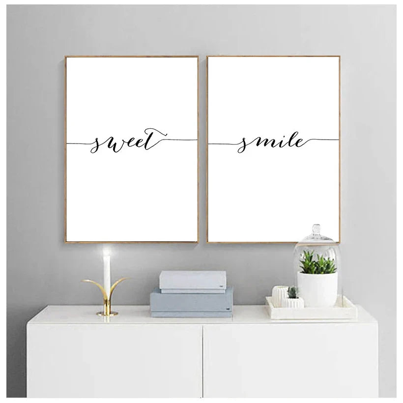 Daily Inspiration Words Wall Art Fine Art Canvas Prints Love Smile Sweet Dreams Quotations Posters Black White Pictures For Living Room Bedroom Art Decor