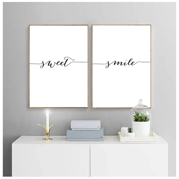 Daily Inspiration Words Wall Art Fine Art Canvas Prints Love Smile Sweet Dreams Quotations Posters Black White Pictures For Living Room Bedroom Art Decor