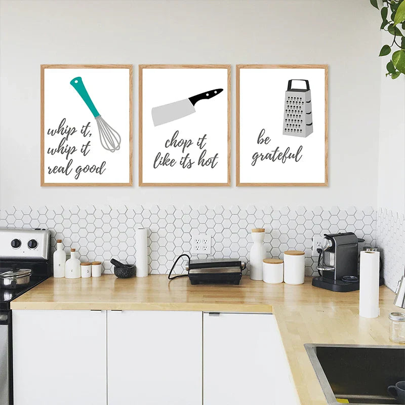 Kitchen Cooking Utensils Fun Quotes Posters Wall Art Fine Art Canvas Prints Pictures For Kitchen Cafe Diner Cookery Baking Art Creative Home Decor
