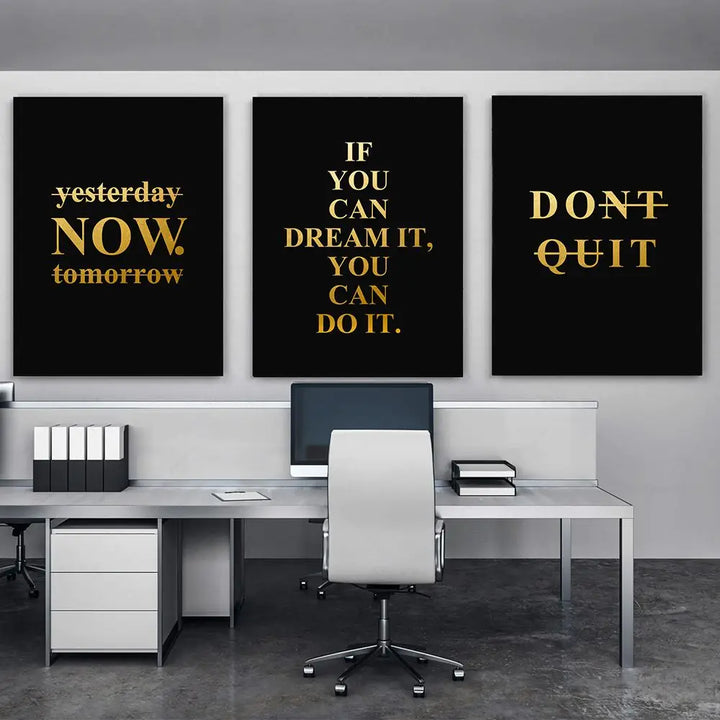 Motivational Words Wall Art Fine Art Canvas Prints Black & White Inspirational Quotations Posters For Living Room Bedroom Study Room Art Decor
