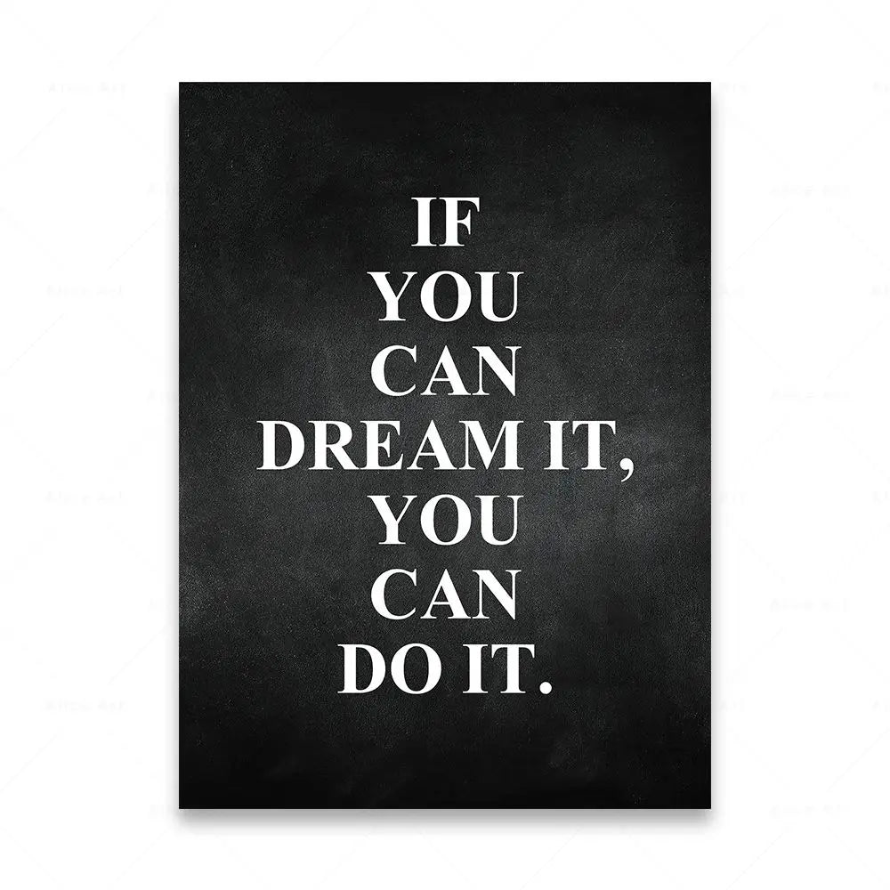 Motivational Words Wall Art Fine Art Canvas Prints Black & White Inspirational Quotations Posters For Living Room Bedroom Study Room Art Decor