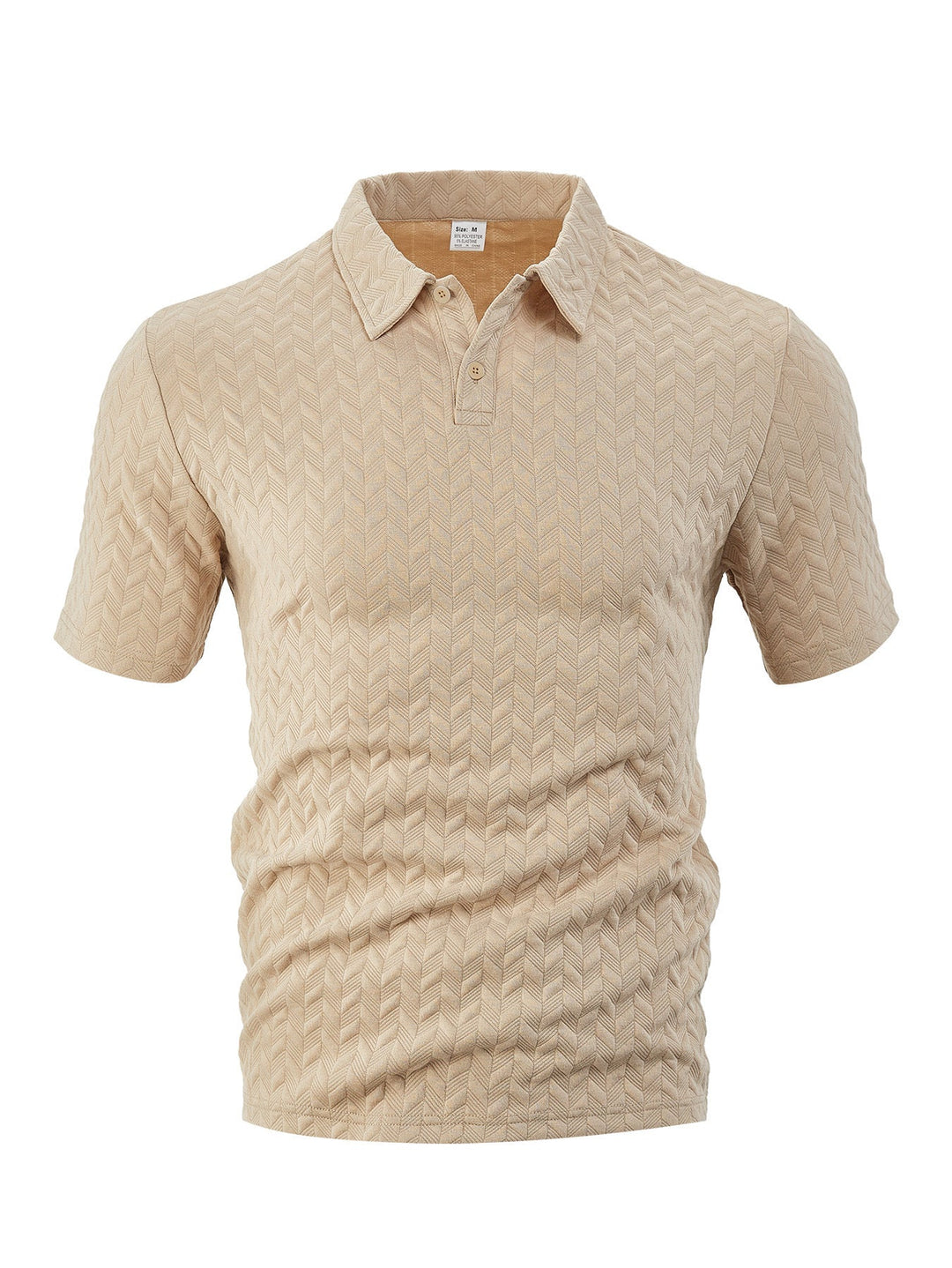 Men's structured short sleeve knit collar shirt with chevron pattern Mune Fashion