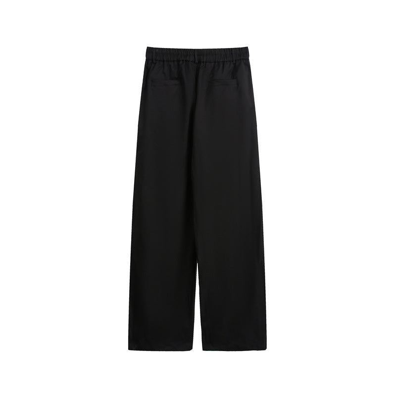 Women's loose-fit palazzo pants with elastic waistband, pleats, and straight leg Mune Fashion