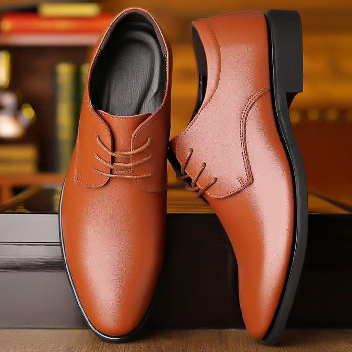 Men's Elegant Derby Business Lace-Up Shoes made of Smooth Leather with Narrow Last Mune Fashion
