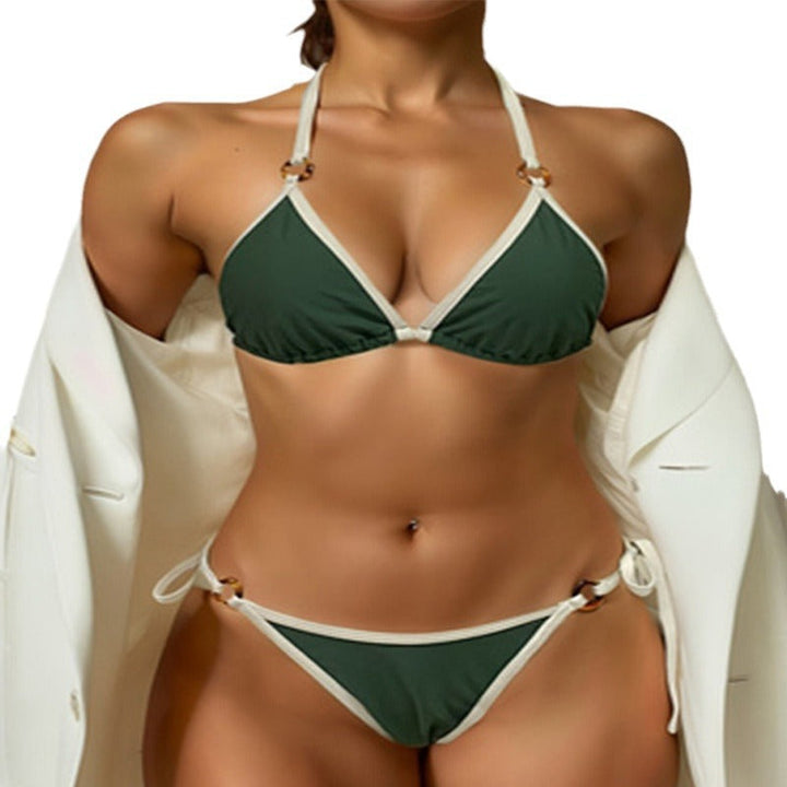 Women's Triangle Bikini with Elegant Accents and Adjustable Straps Mune Fashion