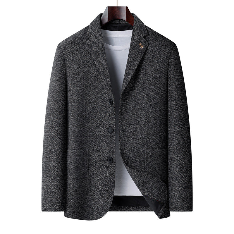 Men's Wool Blend Blazer with Herringbone Structure, Light Thermal Insulation and Patch Pockets Mune Fashion