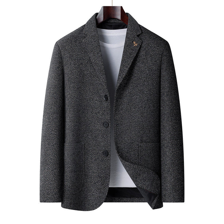 Men's Wool Blend Blazer with Herringbone Structure, Light Thermal Insulation and Patch Pockets Mune Fashion