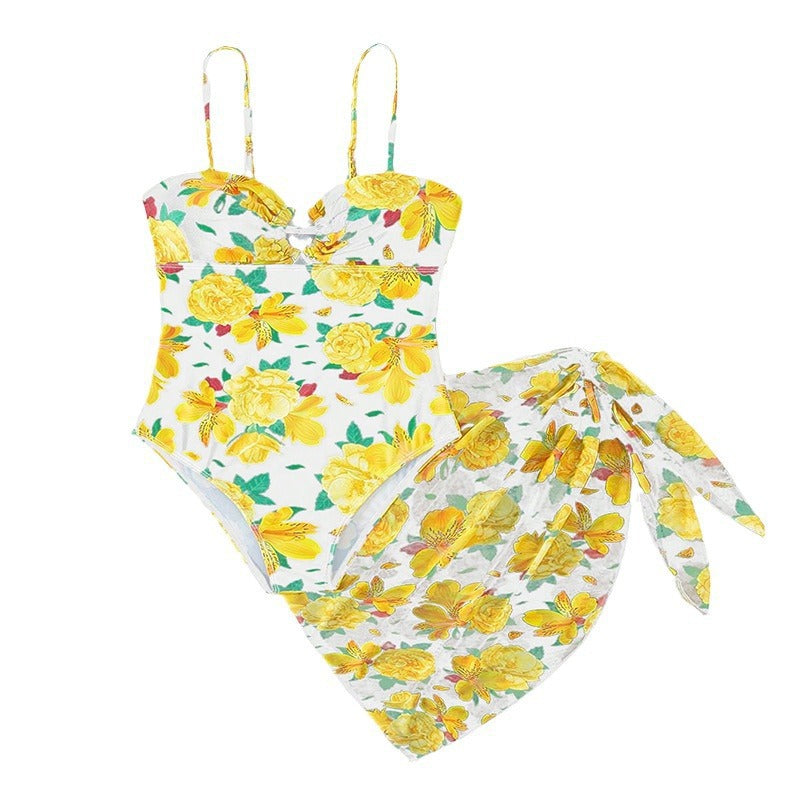 Women's Floral Swim Shorts with Elegant Wrap Skirt Mune Fashion