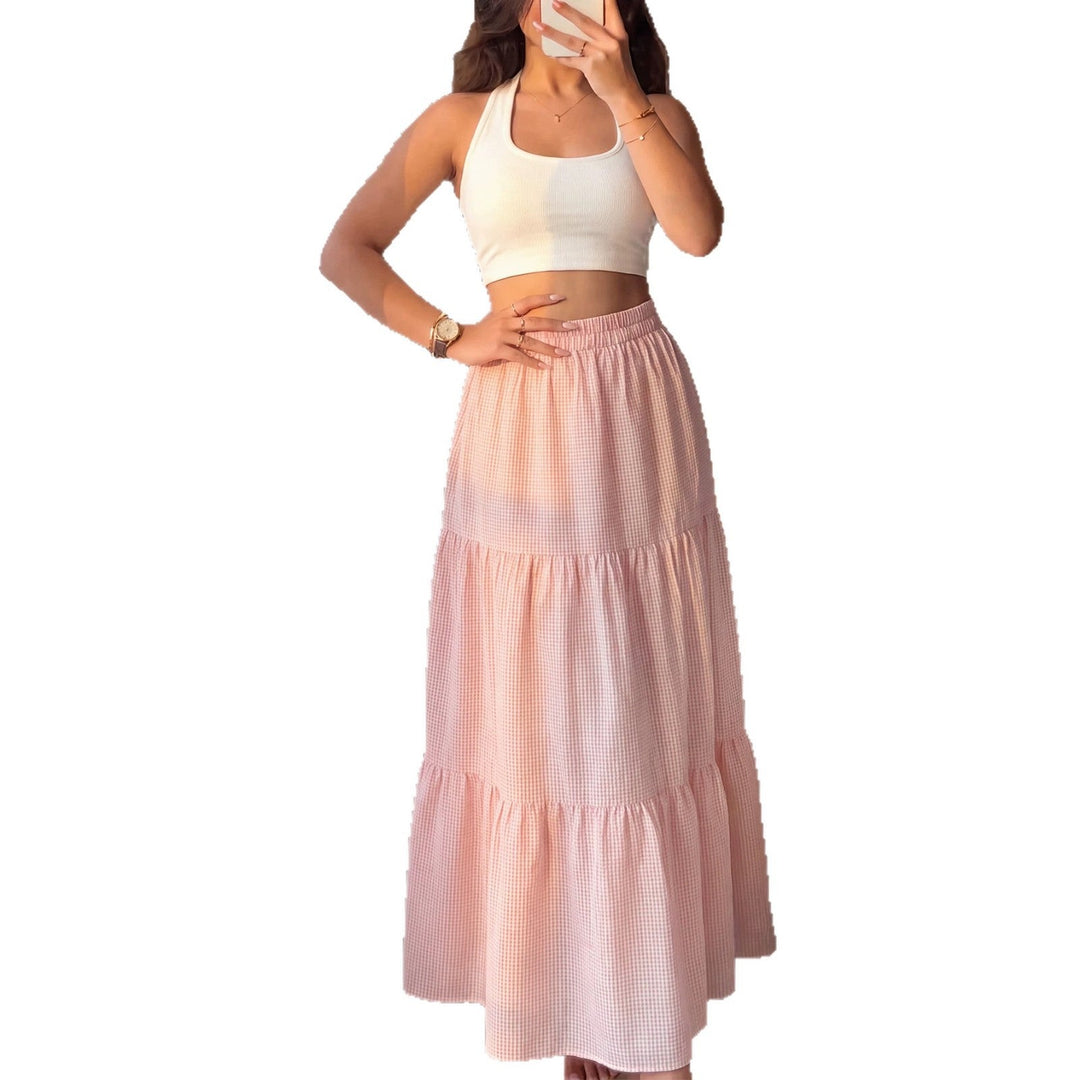 Ladies Pleated Maxi Skirt made of Cotton Gauze with Ruffled Waistband Mune Fashion