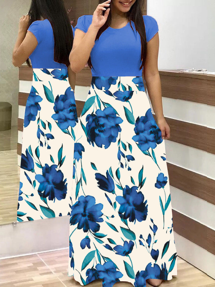 Women's Flowing Maxi Skirt with High Waist and Large Floral Print Mune Fashion
