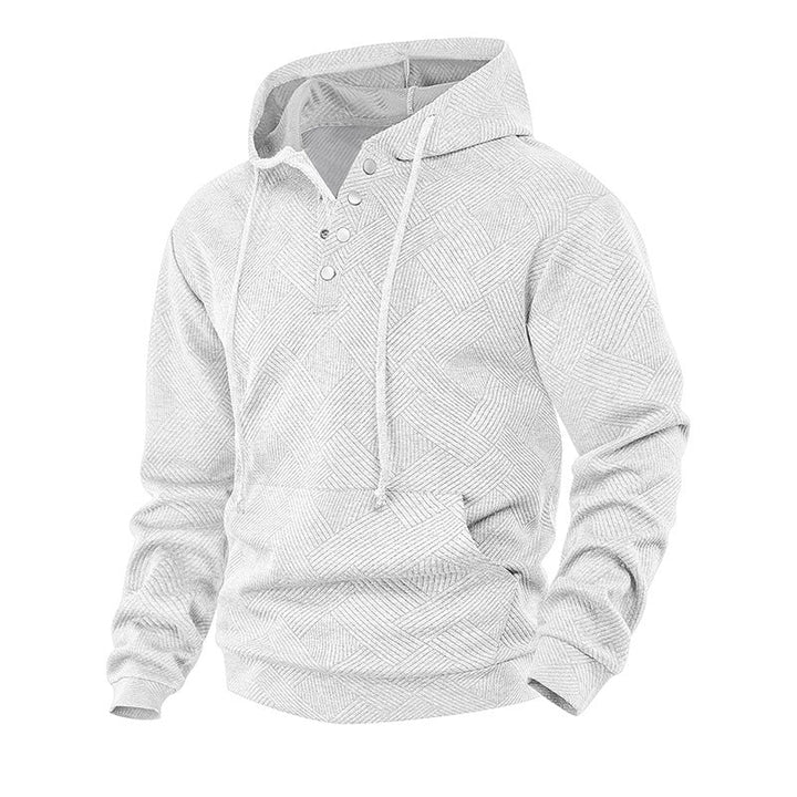 Men's hoodie with Henley button placket, textured knit & kangaroo pocket Mune Fashion